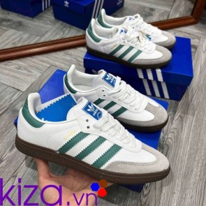 Giày Adidas nữtrắng sọc xanh lá
