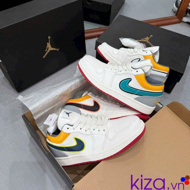 Giày nike jordan 4 màu xanh vàng xám Giày nike jordan 4 màu xanh vàng xám