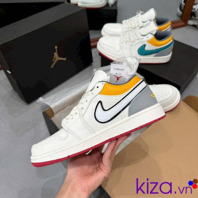 Giày nike jordan 4 màu xanh vàng xám Giày nike nữ jordan 4 màu xanh vàng xám