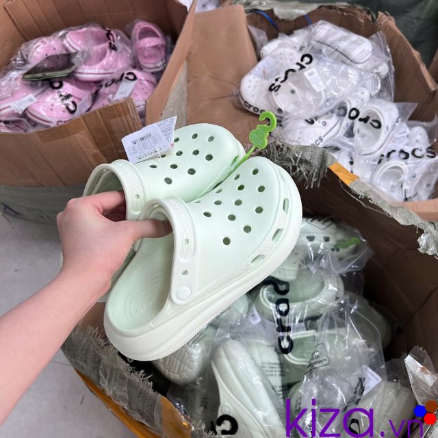 Sục crocs đế cao 7cm m&agrave;u xanh mint