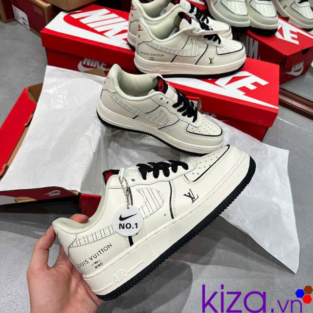 Gi&agrave;y nike air force louis vuitton m&agrave;u trắng kem