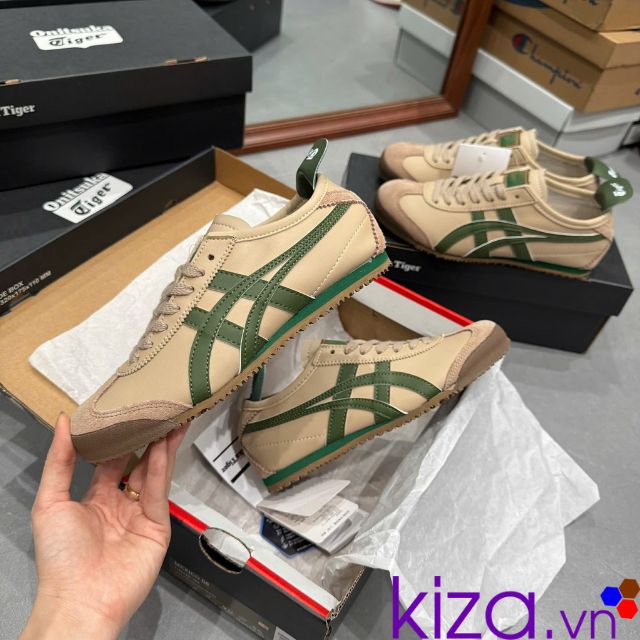 Gi&agrave;y Onitsuka Tiger m&agrave;u n&acirc;u kẻ xanh l&aacute;