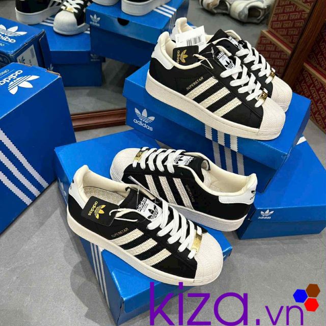 Giày Adidas Superstar mũi sò màu đen đế trắng