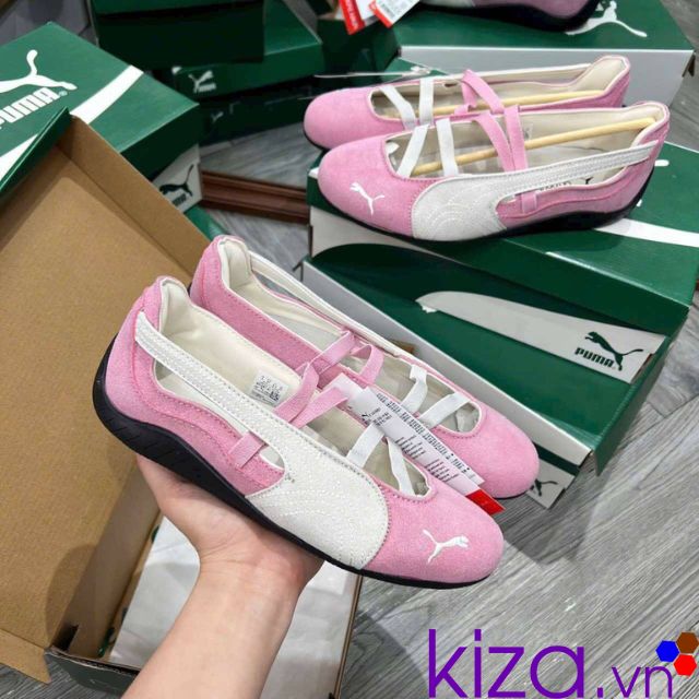 Giày búp bê Puma màu trắng hồng