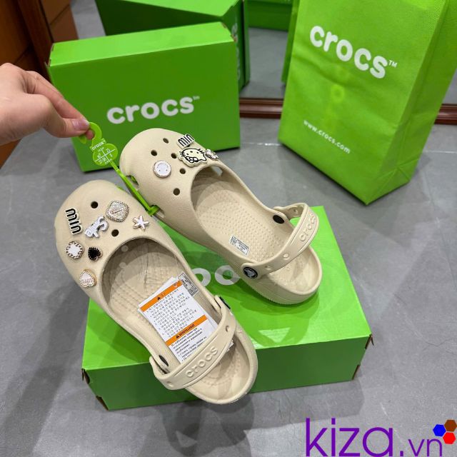 D&eacute;p crocs ballet nữ m&agrave;u kem