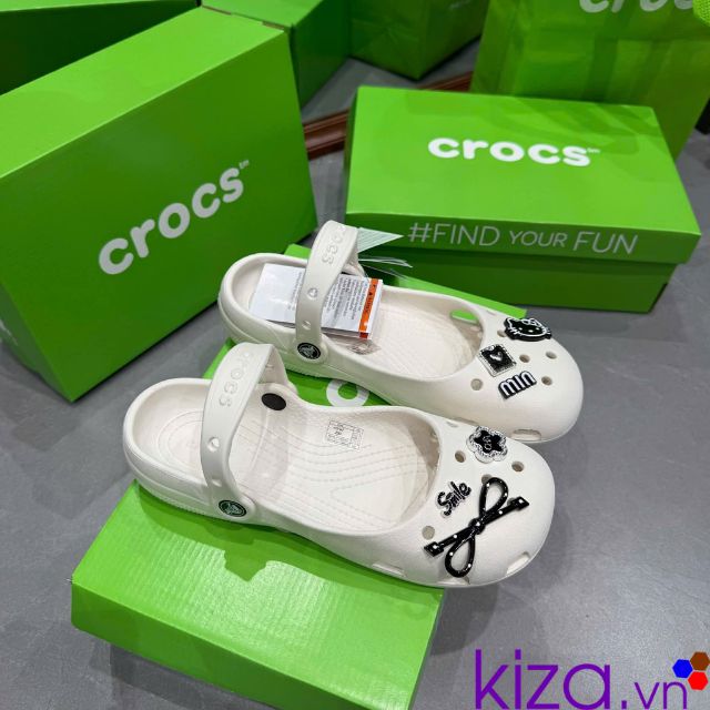 D&eacute;p crocs ballet nữ m&agrave;u trắng