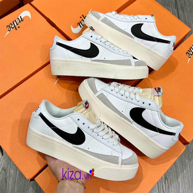 Giày Nike Blazer trắng đen đế cao replica