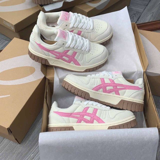 Giày Asics Court trắng sọc hồng