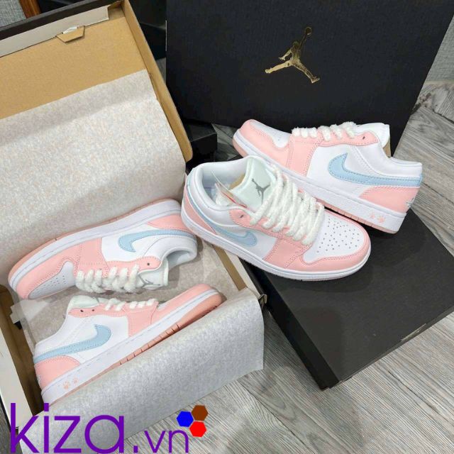 Giày nike jordan màu hồng vảy xanh