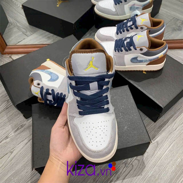 Giày nike jordan nam nữ xám gót nâu
