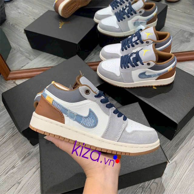 Giày nike jordan nam nữ xám gót nâu