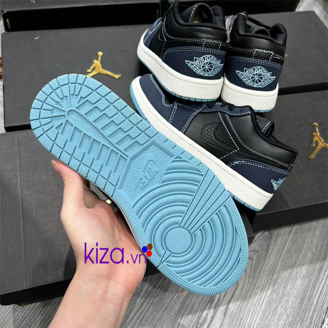 Giày nike jordan thấp cổ da màu xanh đen