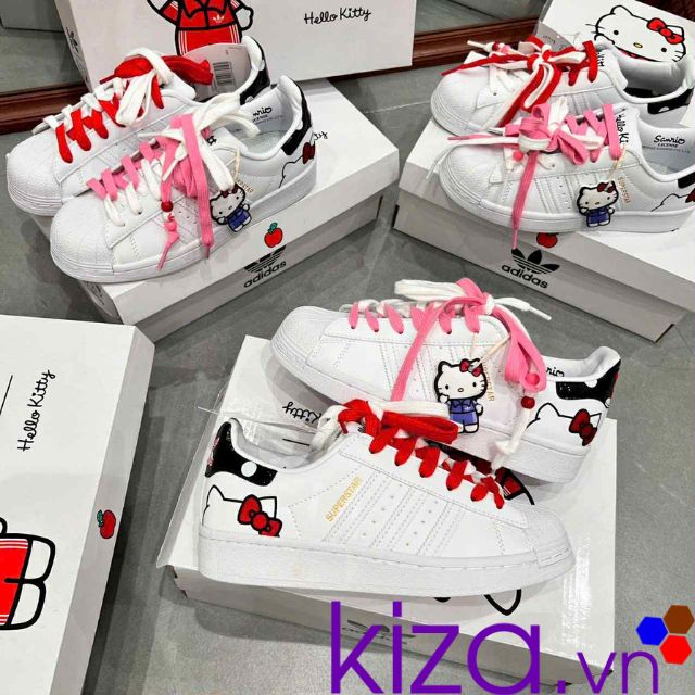 Giày Adidas nữ superstar kitty màu trắng