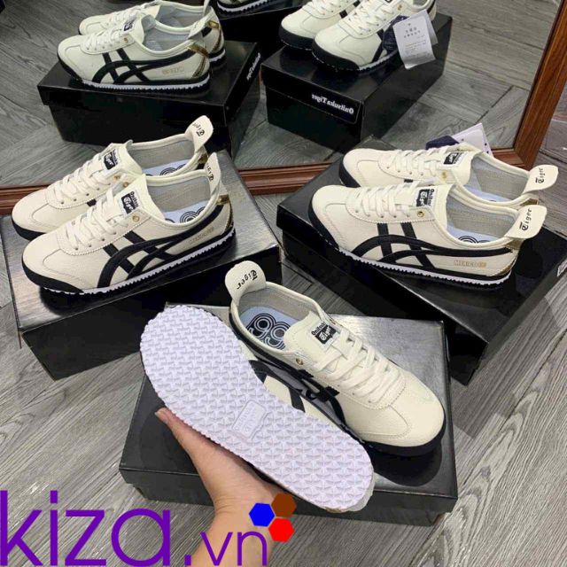 Giày Onitsuka Tiger mexico màu kem kẻ đen