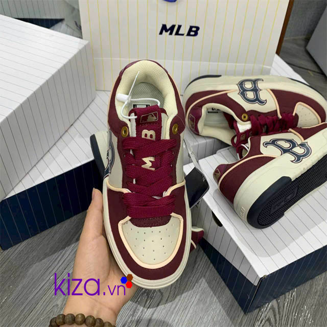 Gi&agrave;y MLB Liner chữ B thấp cổ m&agrave;u mận nữ