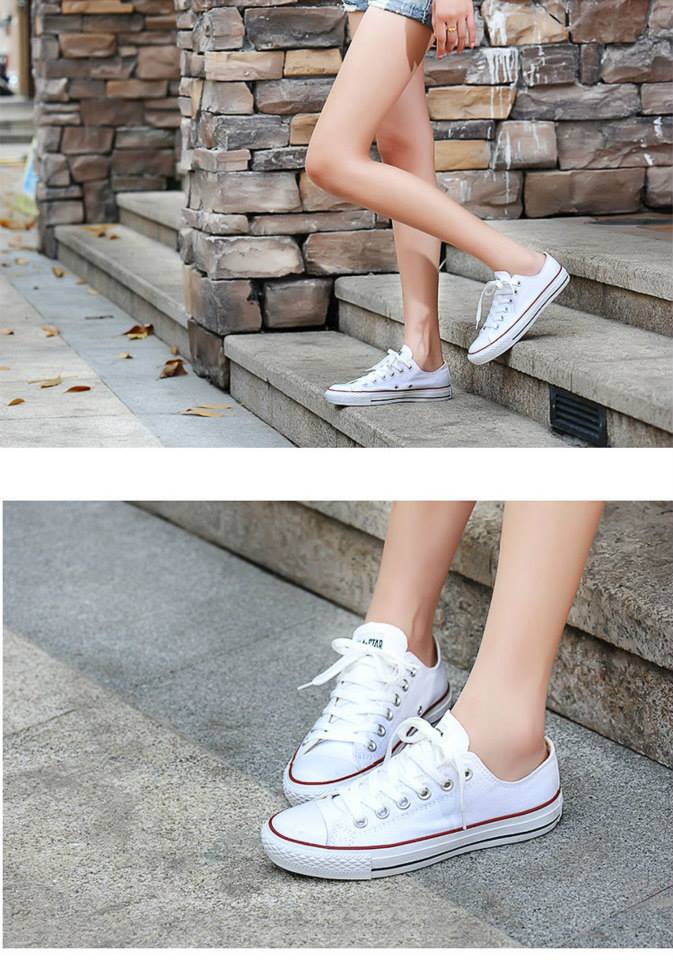 giày converse classic màu trắng thấp cổ cho nữ