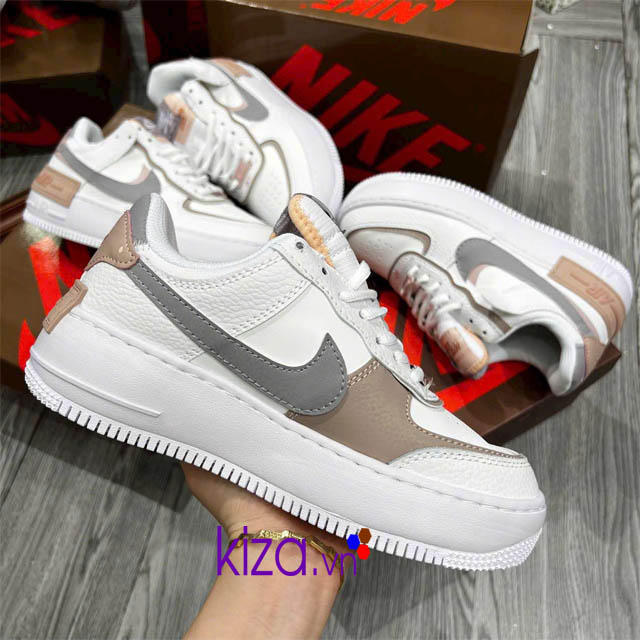 Giày Nike Air Force shadow trắng xanh nâu