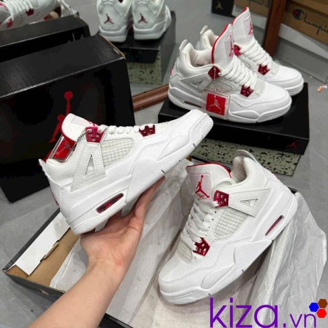 Giày nike air jordan 4 màu trắng đỏ Giày nike air jordan 4 màu trắng đỏ