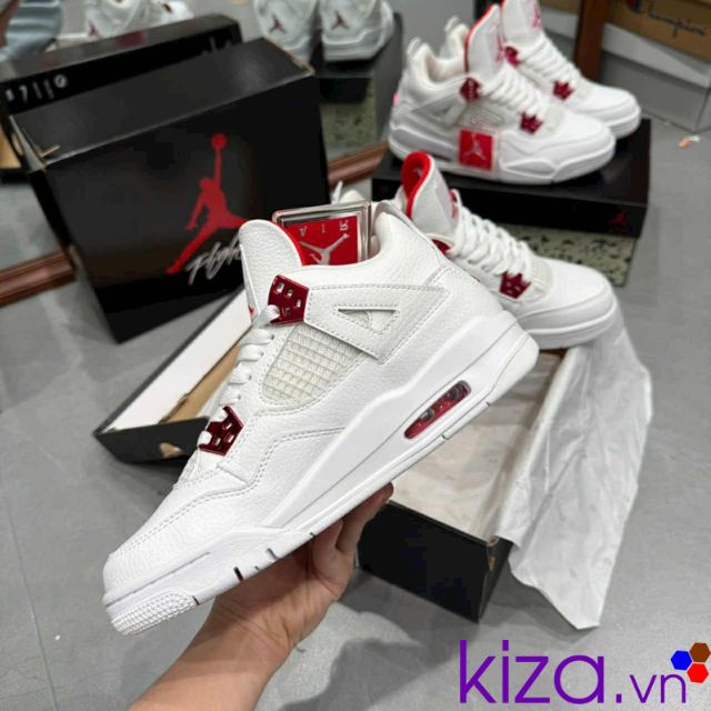 Giày nike air jordan 4 màu tắng đỏ Giày nike air jordan 4 màu trắng đỏ nam