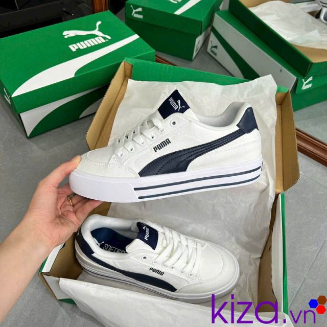 Gi&agrave;y Puma Court Classic vulc m&agrave;u trắng xanh
