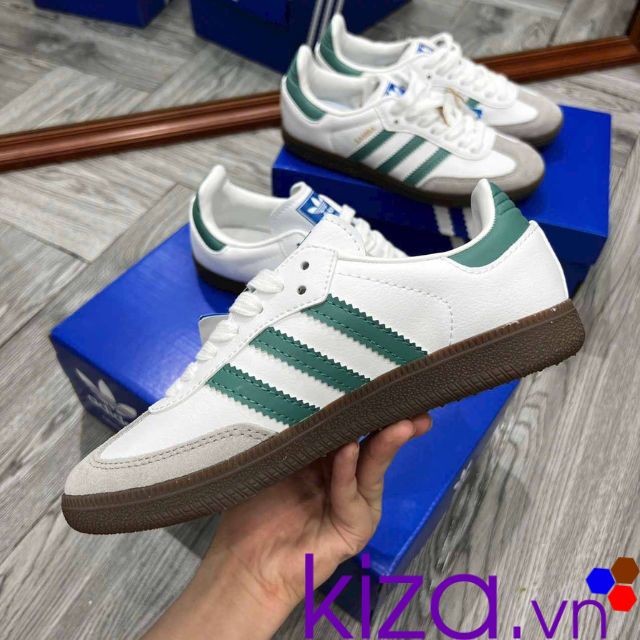 Giày Adidas Samba og màu trắng sọc xanh lá